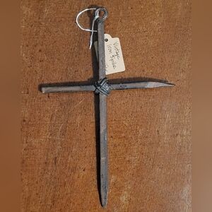 Vintage Rustic Iron Spike Nail Cross Decor